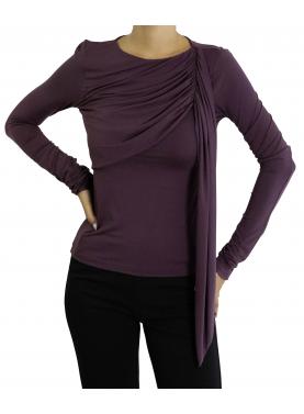 Top con drappeggio asimmetrico e maniche lunghe Imperial